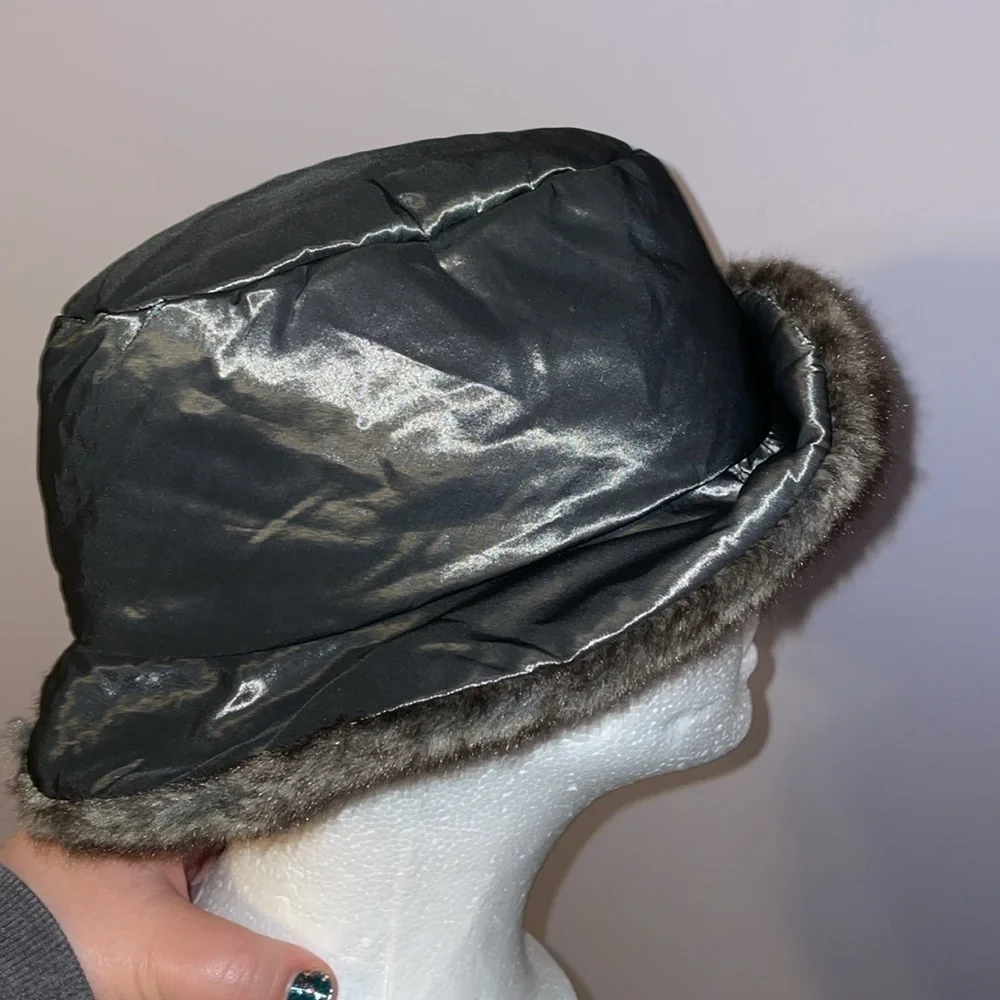 Nordstrom Vintage Made in Italy Puffer Faux Fur Bucket Hat OS